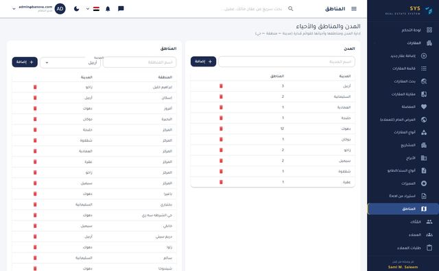 المدن والمناطق