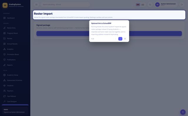 استيراد القوائم من SchoolERP