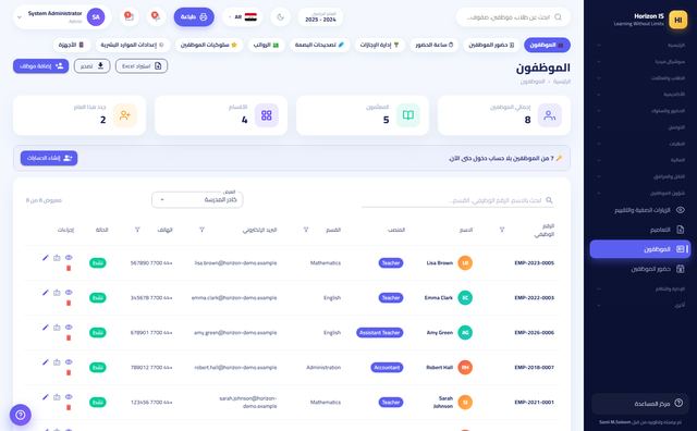 الموظفون والهيئة التدريسية